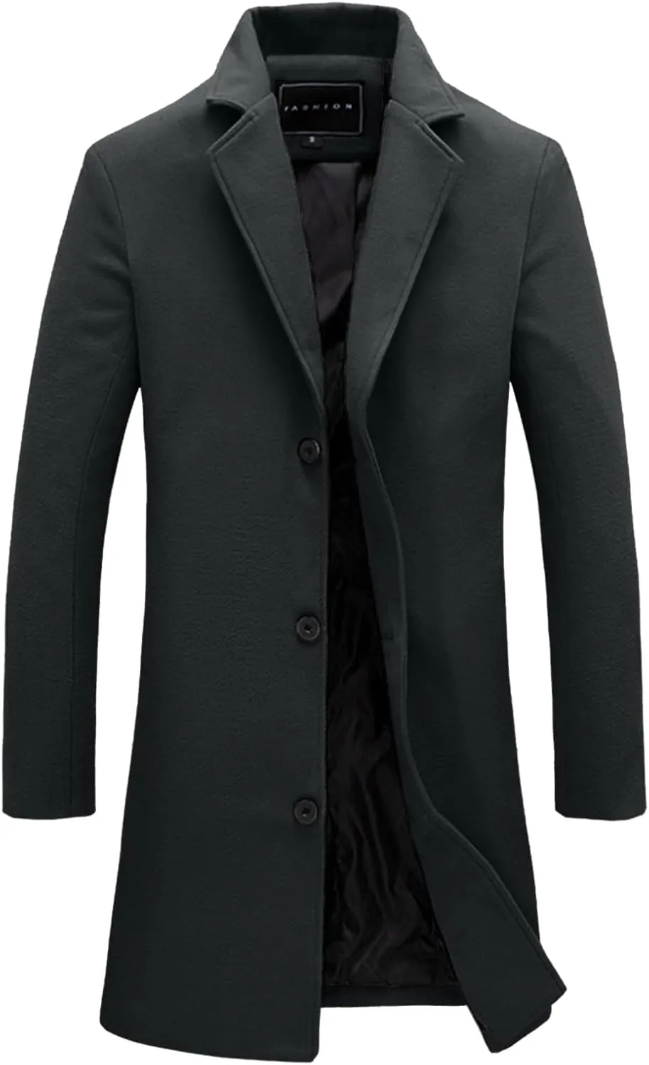 Alalaso Men's Wool Blend Pea Coat Notched Collar Single Breasted Overcoat Warm Winter Trench Coats with Pockets