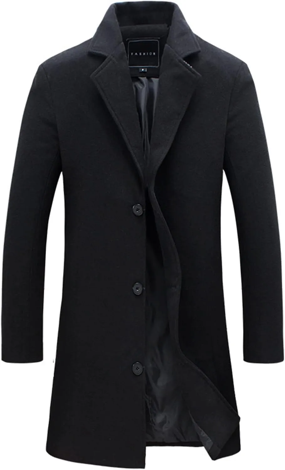 Alalaso Men's Wool Blend Pea Coat Notched Collar Single Breasted Overcoat Warm Winter Trench Coats with Pockets