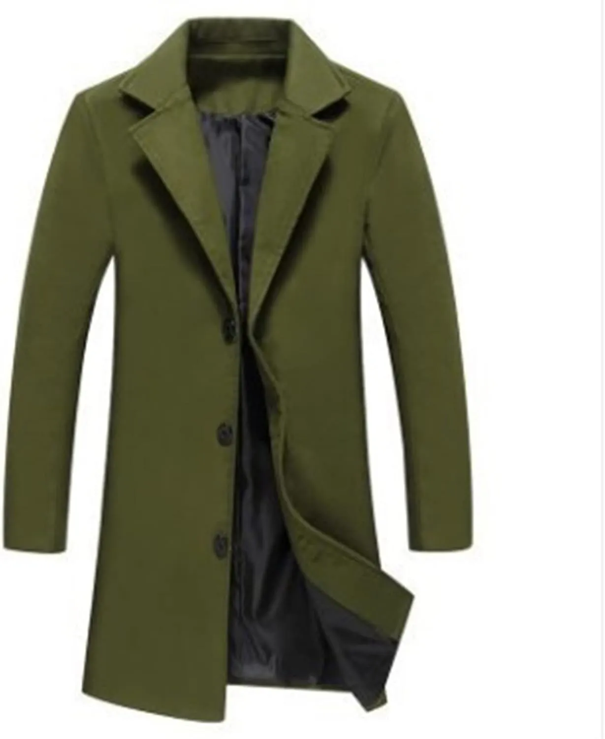 Alalaso Men's Wool Blend Pea Coat Notched Collar Single Breasted Overcoat Warm Winter Trench Coats with Pockets