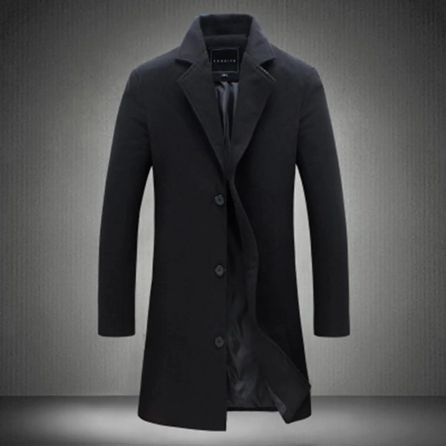 Alalaso Men's Wool Blend Pea Coat Notched Collar Single Breasted Overcoat Warm Winter Trench Coats with Pockets