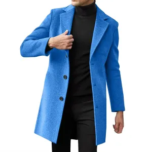 Alalaso Men's Wool Blend Pea Coat Notched Collar Single Breasted Overcoat Warm Winter Trench Coats with Pockets