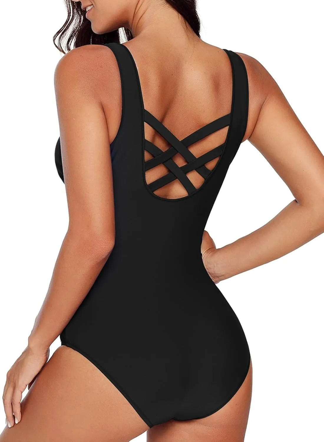 Aleumdr Womens Color Block Print One Piece Swimsuits Athletic Training Swimwear Bathing Suits