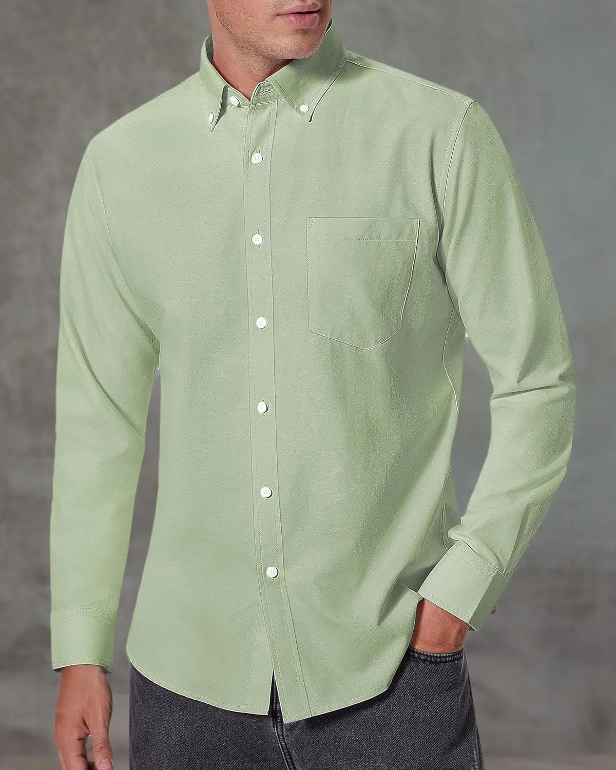 Alimens & Gentle Men's Oxford Shirts Regular Fit Button Down Shirt Business Casual Shirts Long Sleeve Dress Shirt