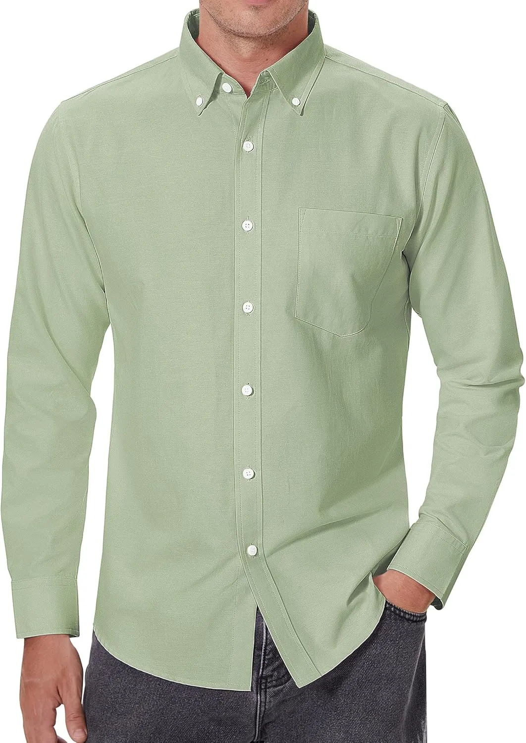Alimens & Gentle Men's Oxford Shirts Regular Fit Button Down Shirt Business Casual Shirts Long Sleeve Dress Shirt