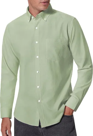 Alimens & Gentle Men's Oxford Shirts Regular Fit Button Down Shirt Business Casual Shirts Long Sleeve Dress Shirt