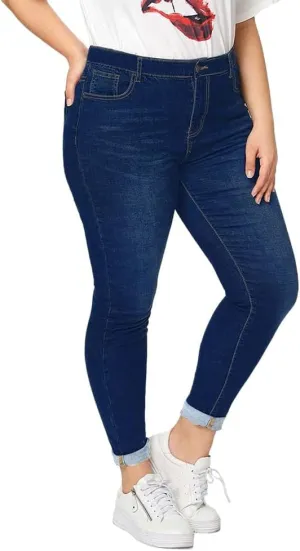 ALLABREVE Womens Plus Size Skinny Jeans Stretchy High Waisted Ankle Jean Ripped Slim Fit Washed Denim Distressed Tight Jean