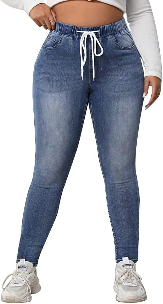 ALLABREVE Womens Plus Size Skinny Jeans Stretchy High Waisted Ankle Jean Ripped Slim Fit Washed Denim Distressed Tight Jean