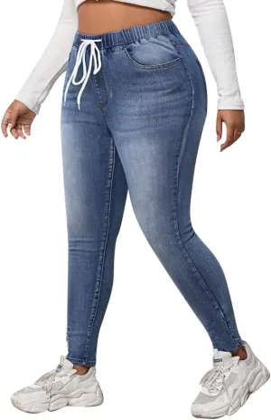 ALLABREVE Womens Plus Size Skinny Jeans Stretchy High Waisted Ankle Jean Ripped Slim Fit Washed Denim Distressed Tight Jean