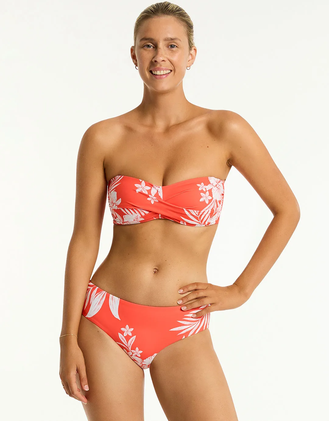 Aloha Twist Bandeau Bikini Top - Flame