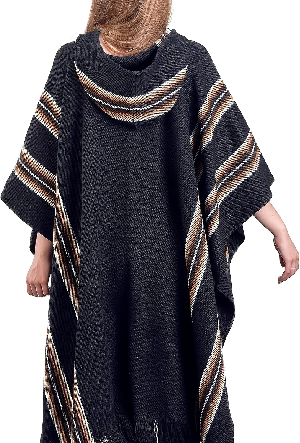 Alpaca Hooded Poncho for Women - Warm and soft - Cloak Cape Shawl