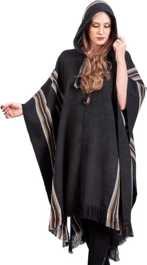 Alpaca Hooded Poncho for Women - Warm and soft - Cloak Cape Shawl