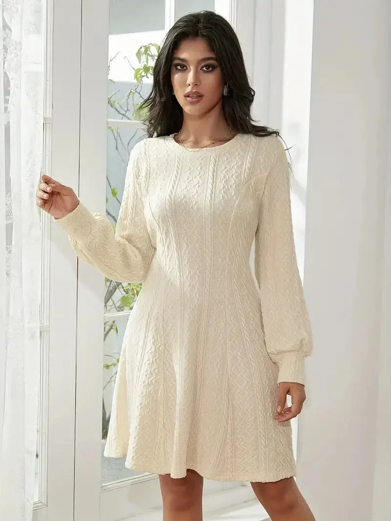 Amozae-nye outfits back to school dress  Solid Knit A-line Sweater Dress