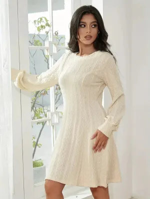 Amozae-nye outfits back to school dress  Solid Knit A-line Sweater Dress