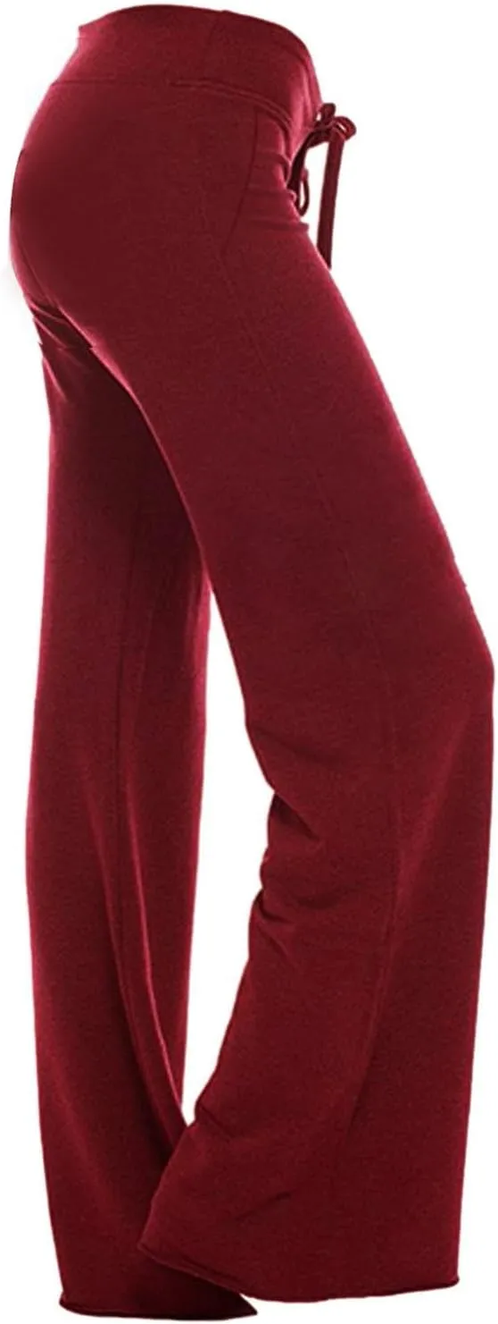 Anjikang Wide Leg Leggings for Women Stretch Waist Straight Palazzo Cargo Pants Soft Comfy Yoga Trousers for Women XS-4XL