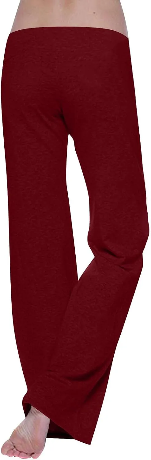 Anjikang Wide Leg Leggings for Women Stretch Waist Straight Palazzo Cargo Pants Soft Comfy Yoga Trousers for Women XS-4XL