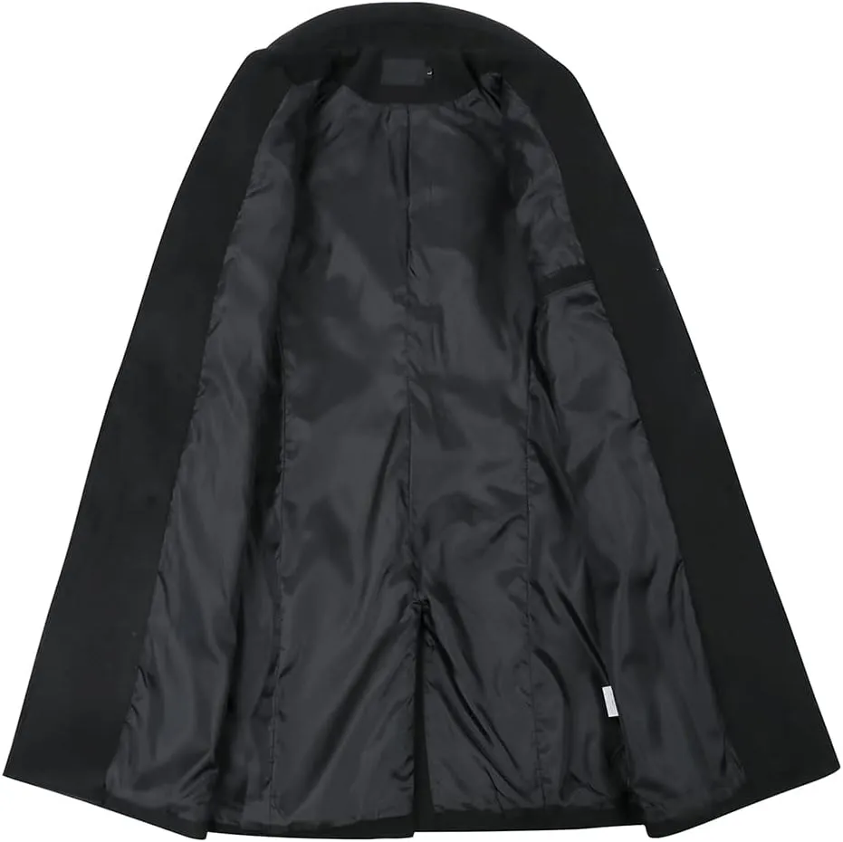 AOWOFS Men's Double Breasted Overcoat Pea Coat Classic Wool Blend Winter Coat