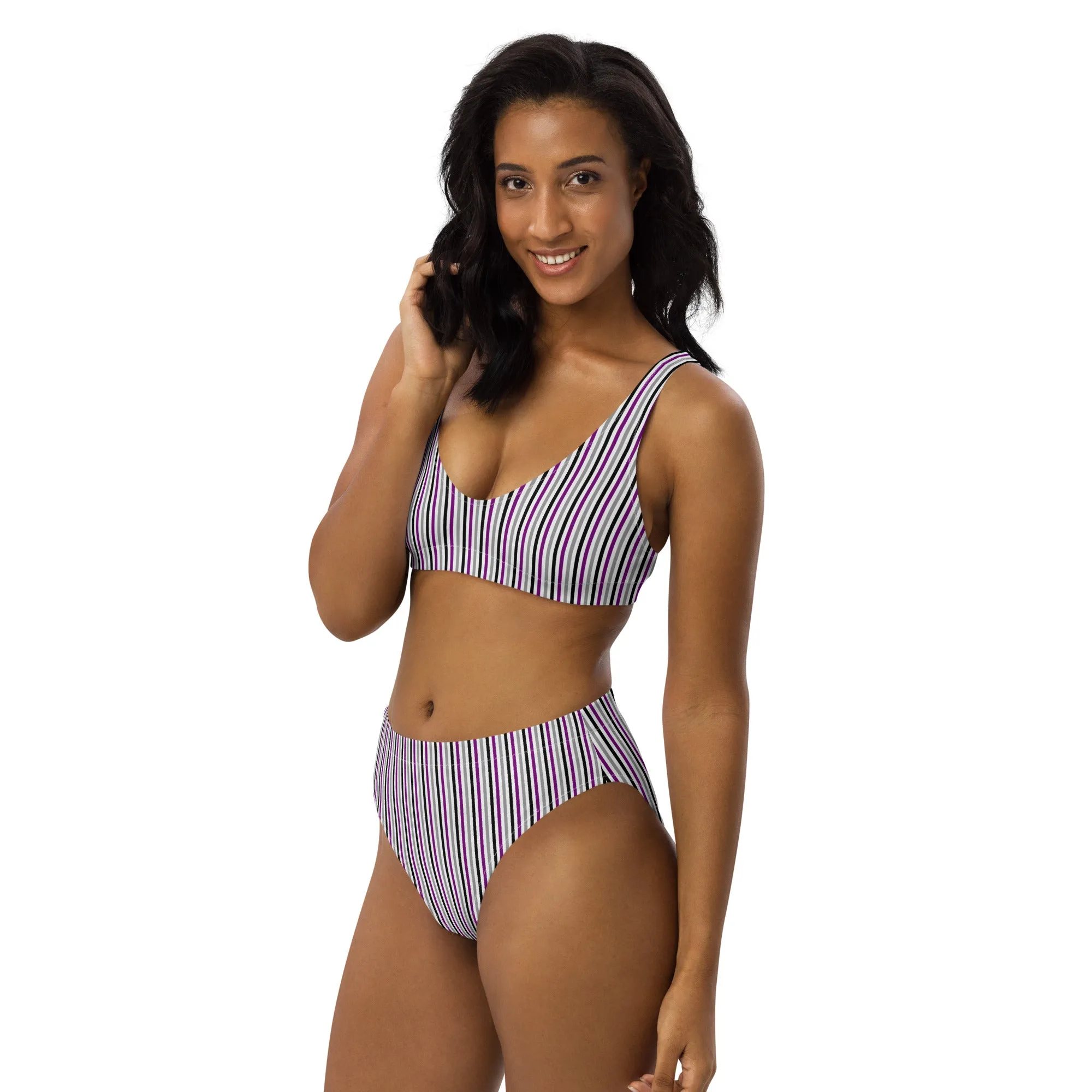 Asexual Striped Athletic Bikini Top