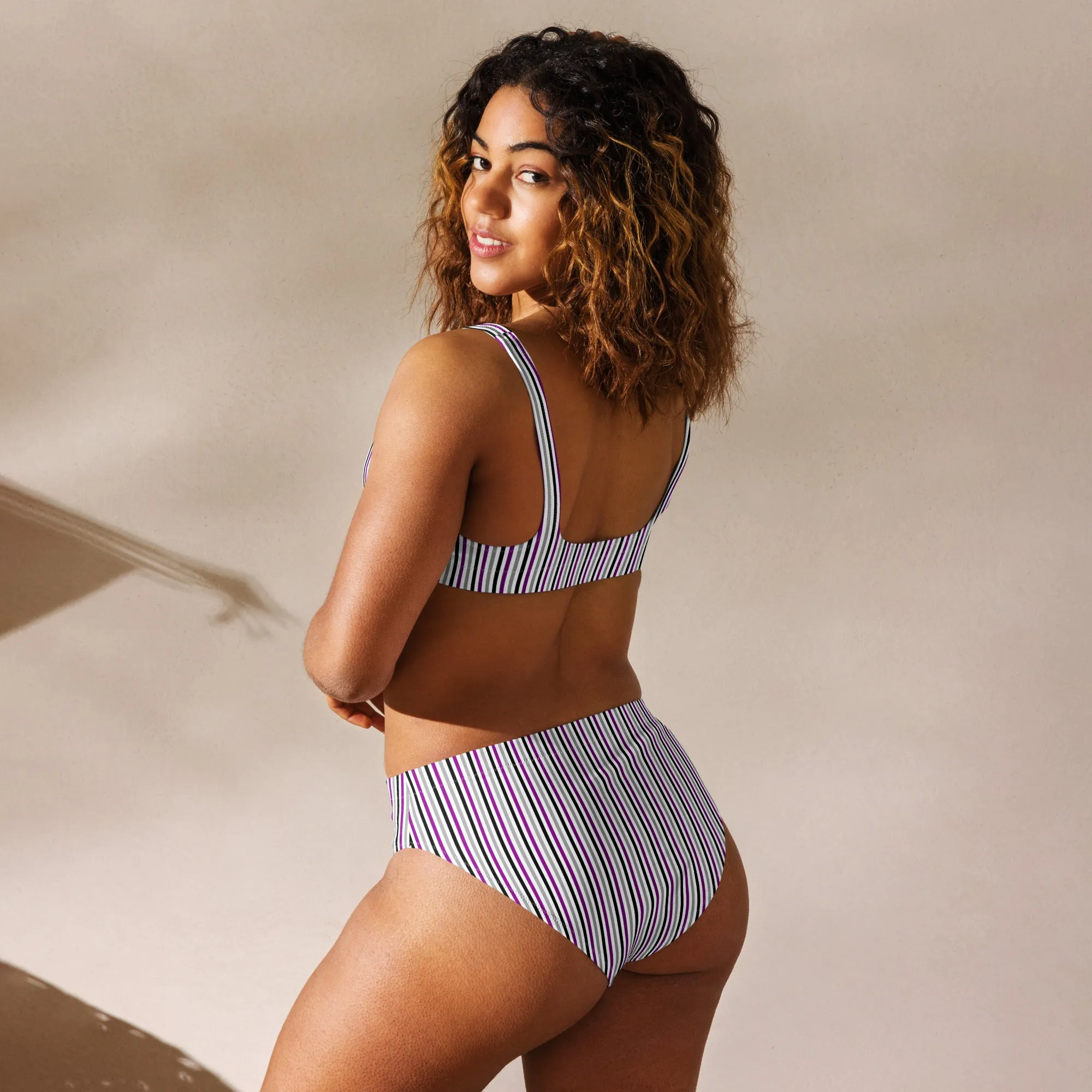 Asexual Striped Athletic Bikini Top