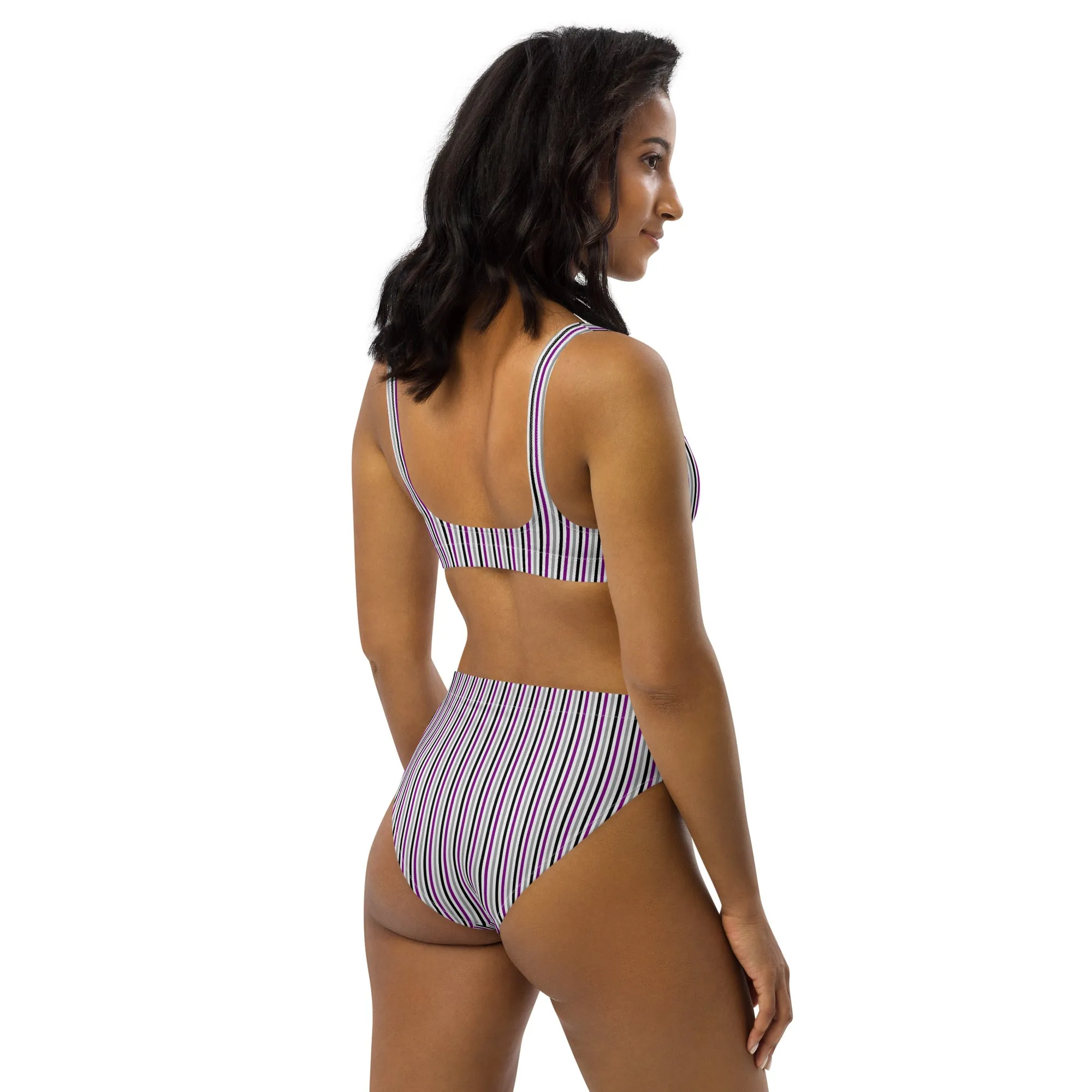 Asexual Striped Athletic Bikini Top