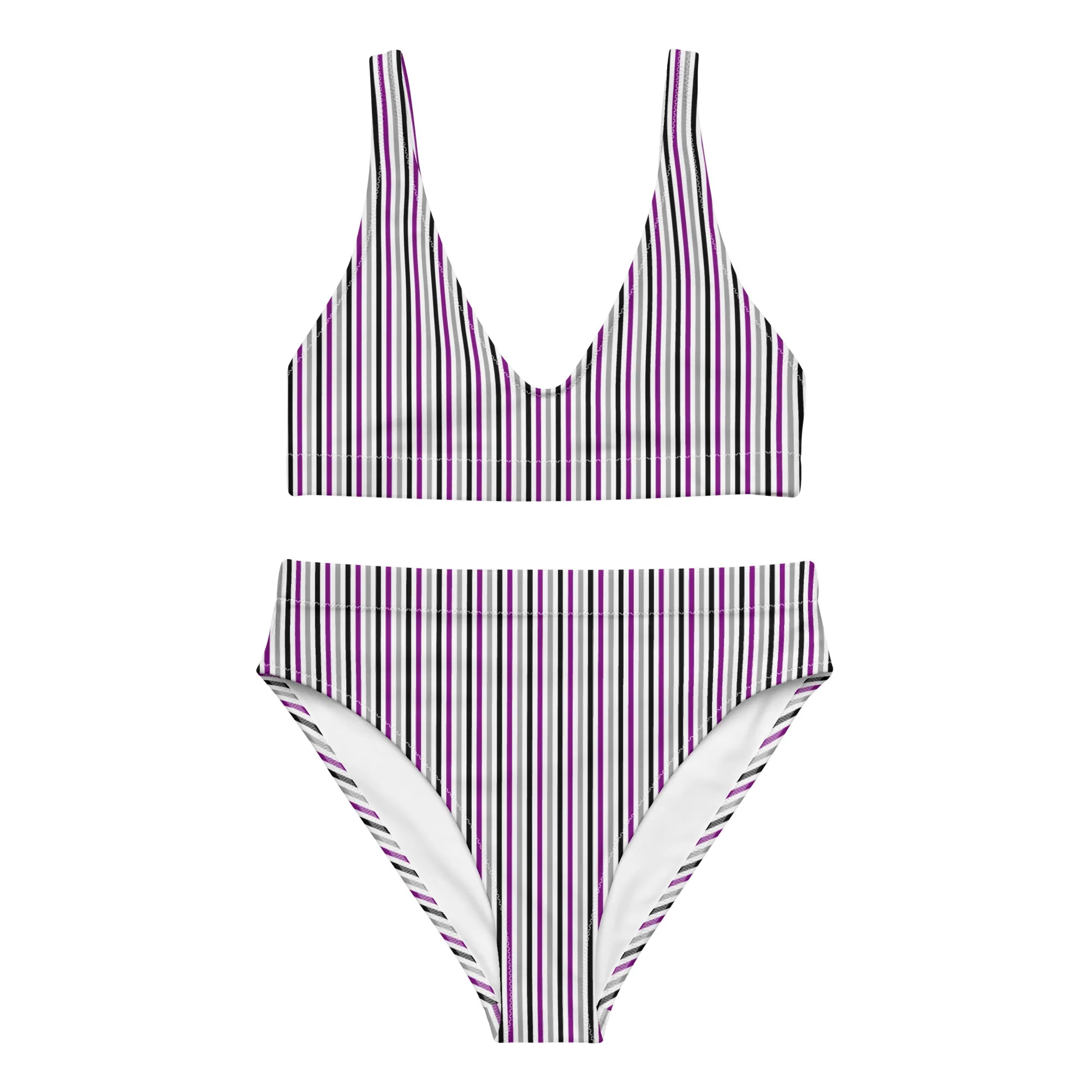 Asexual Striped Athletic Bikini Top