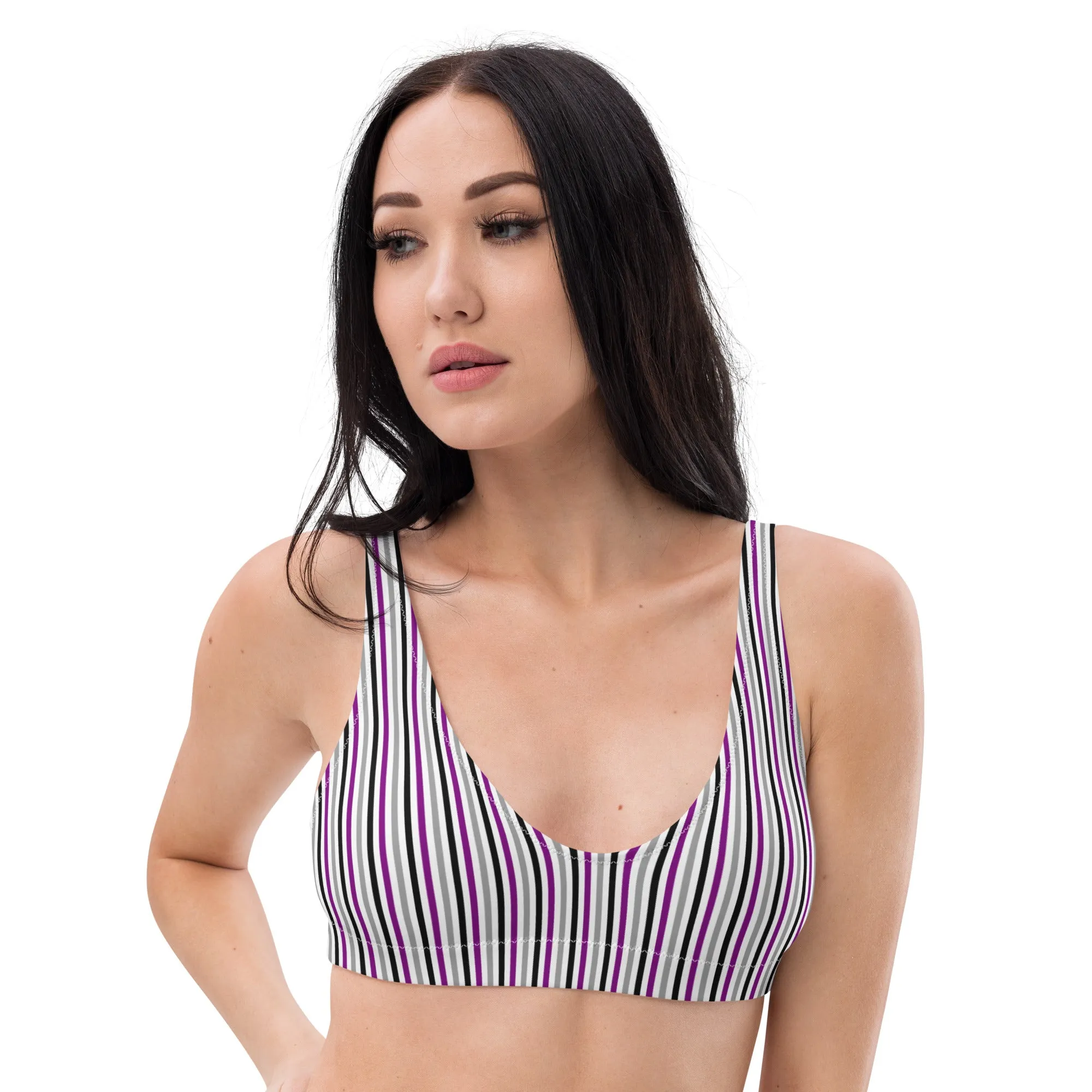 Asexual Striped Athletic Bikini Top