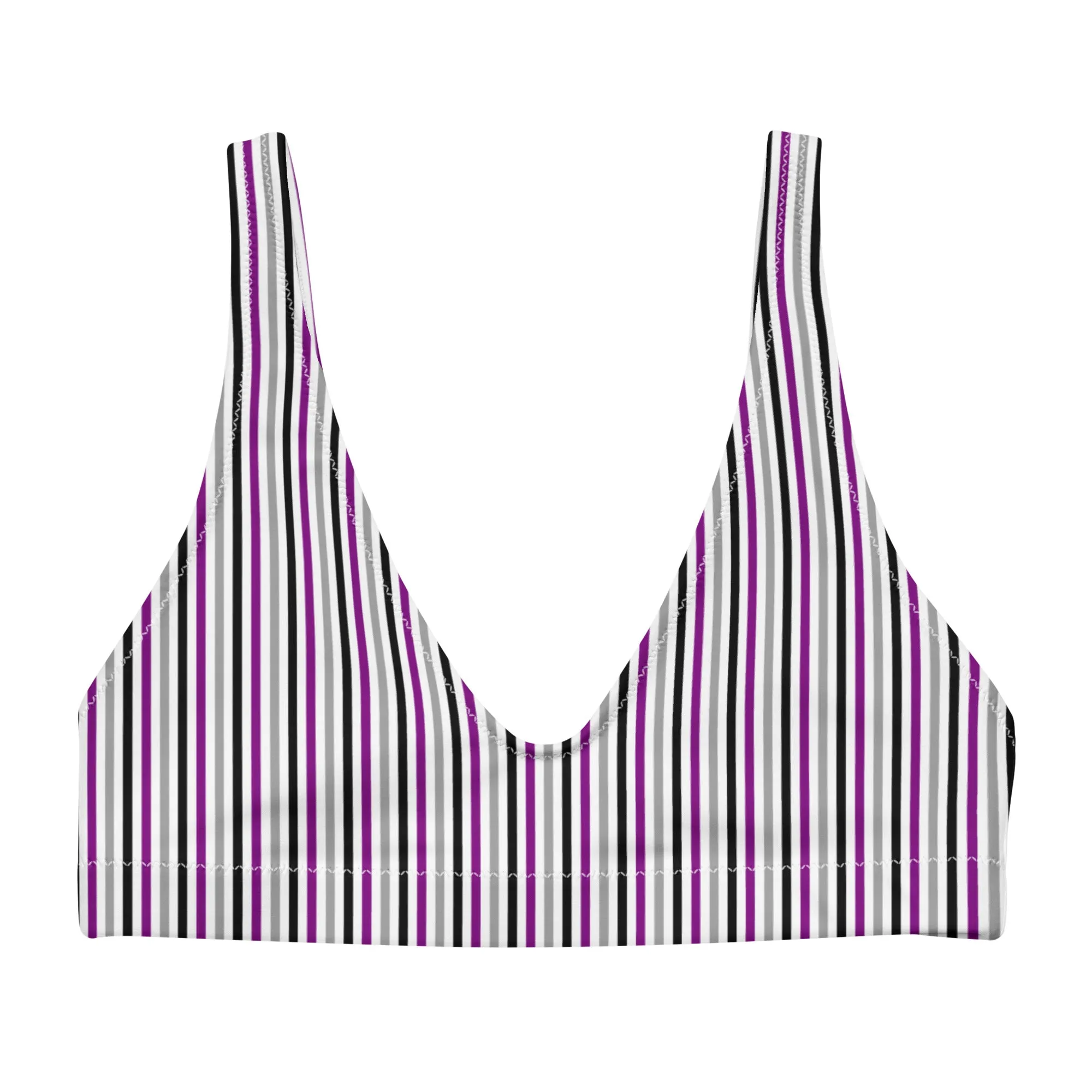 Asexual Striped Athletic Bikini Top