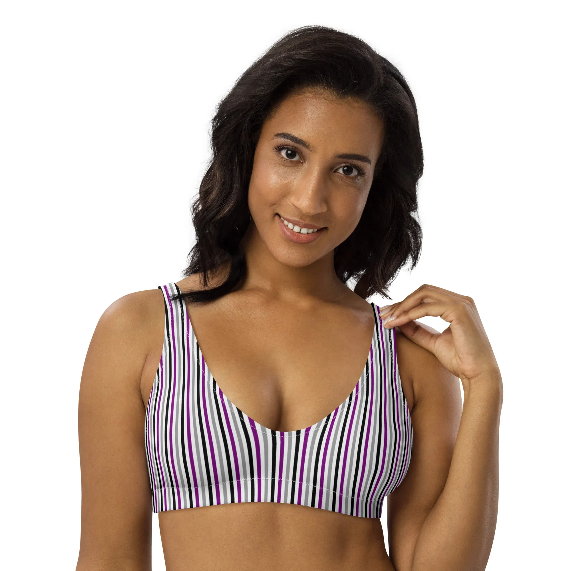 Asexual Striped Athletic Bikini Top