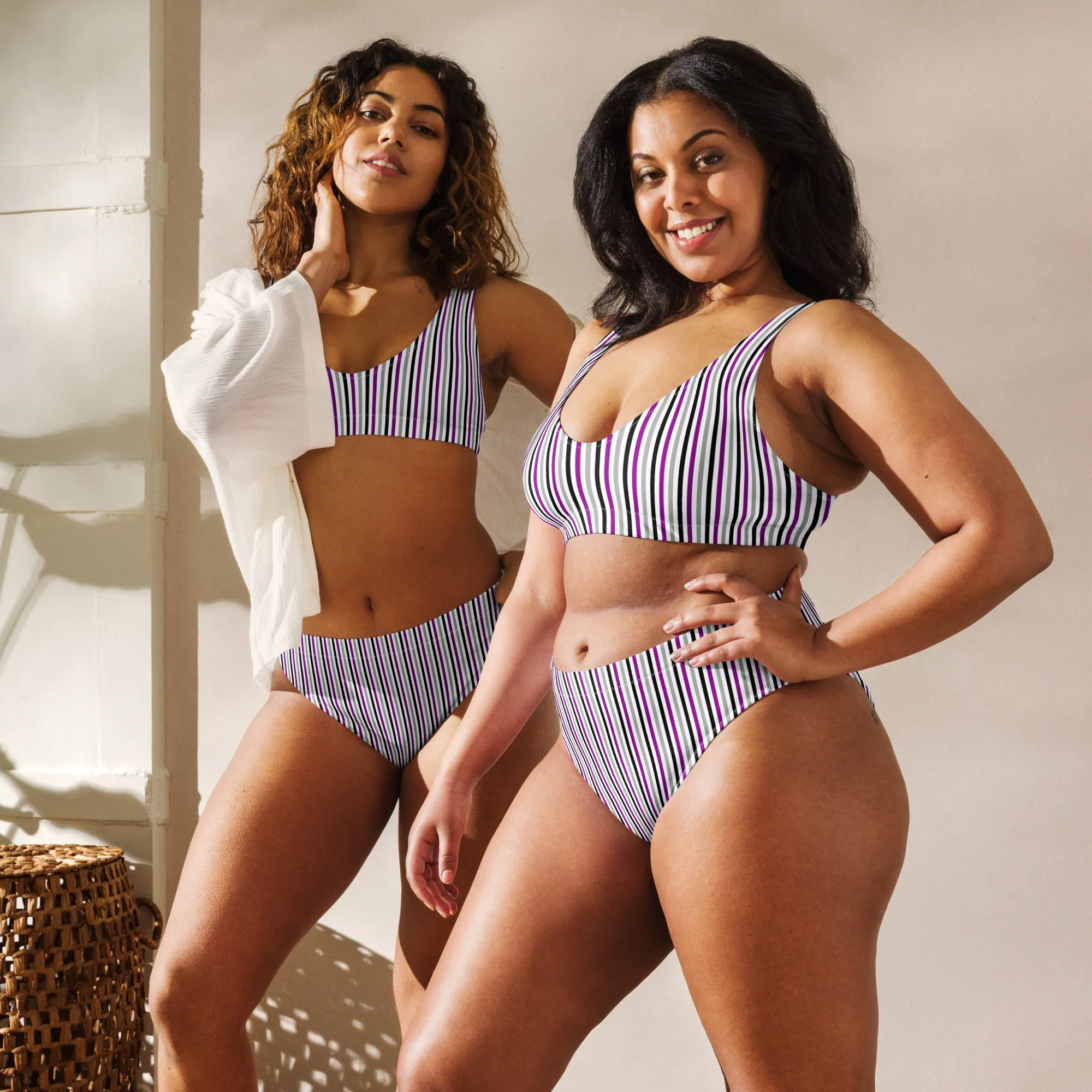 Asexual Striped Athletic Bikini Top