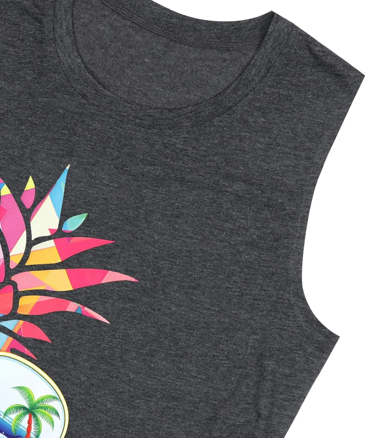ASTANFY Women Pineapple Sunglasses Beach Tank Tops Funny Graphic Vest Casual Summer Sleeveless Tee Shirts