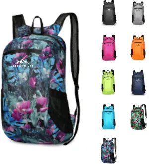 Authentic Joy 20L Water Resistant Lightweight Hiking Daypack, Packable Backpack, Multiple Colors (Blue Floral)