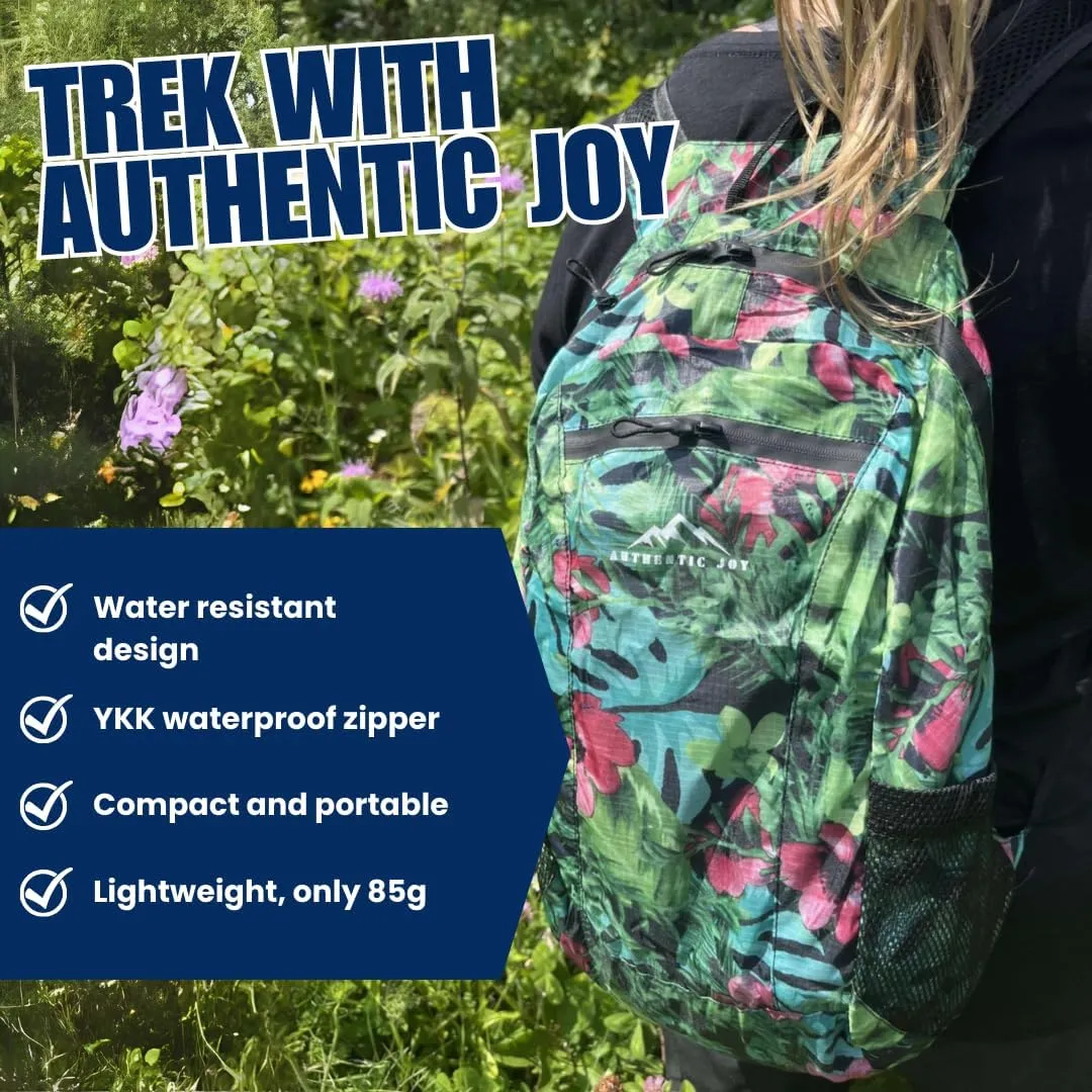 Authentic Joy 20L Water Resistant Lightweight Hiking Daypack, Packable Backpack, Multiple Colors (Lake Blue)