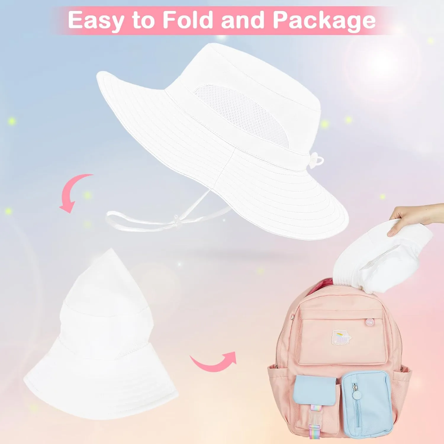 Baby Sun Hat for Toddler Mesh Bucket Hat Toddler UV Protection Beach Hat Kids Foldable Fishing Hat 3-24 Months