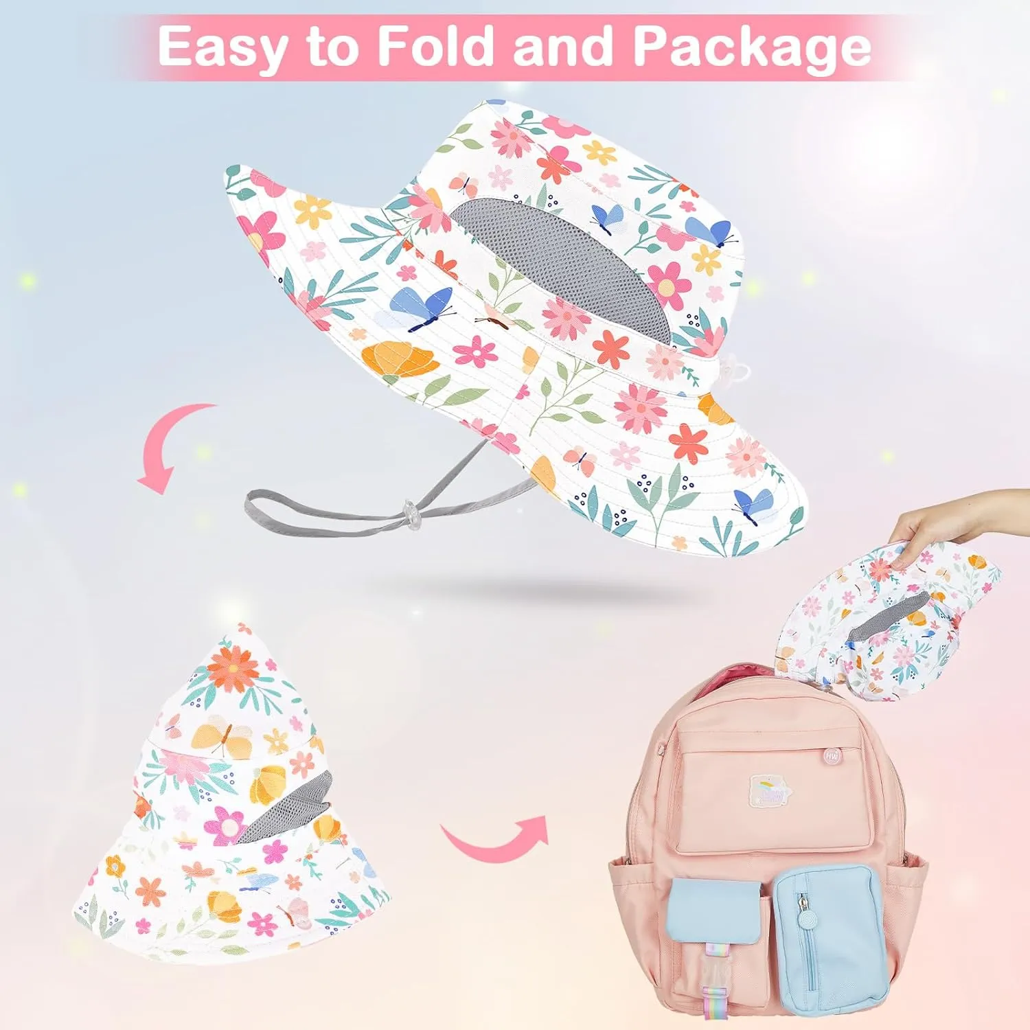 Baby Sun Hat for Toddler Mesh Bucket Hat Toddler UV Protection Beach Hat Kids Foldable Fishing Hat 3-24 Months