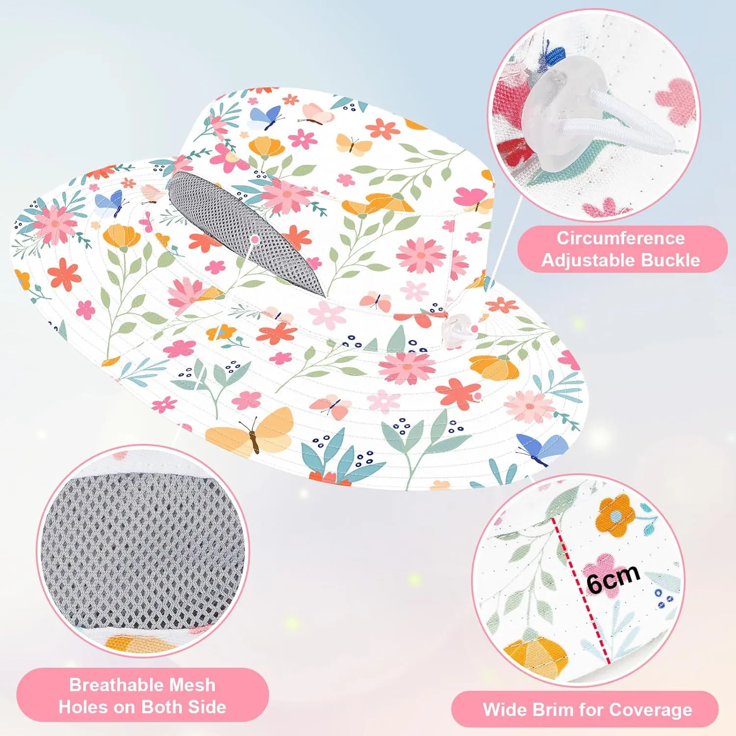 Baby Sun Hat for Toddler Mesh Bucket Hat Toddler UV Protection Beach Hat Kids Foldable Fishing Hat 3-24 Months