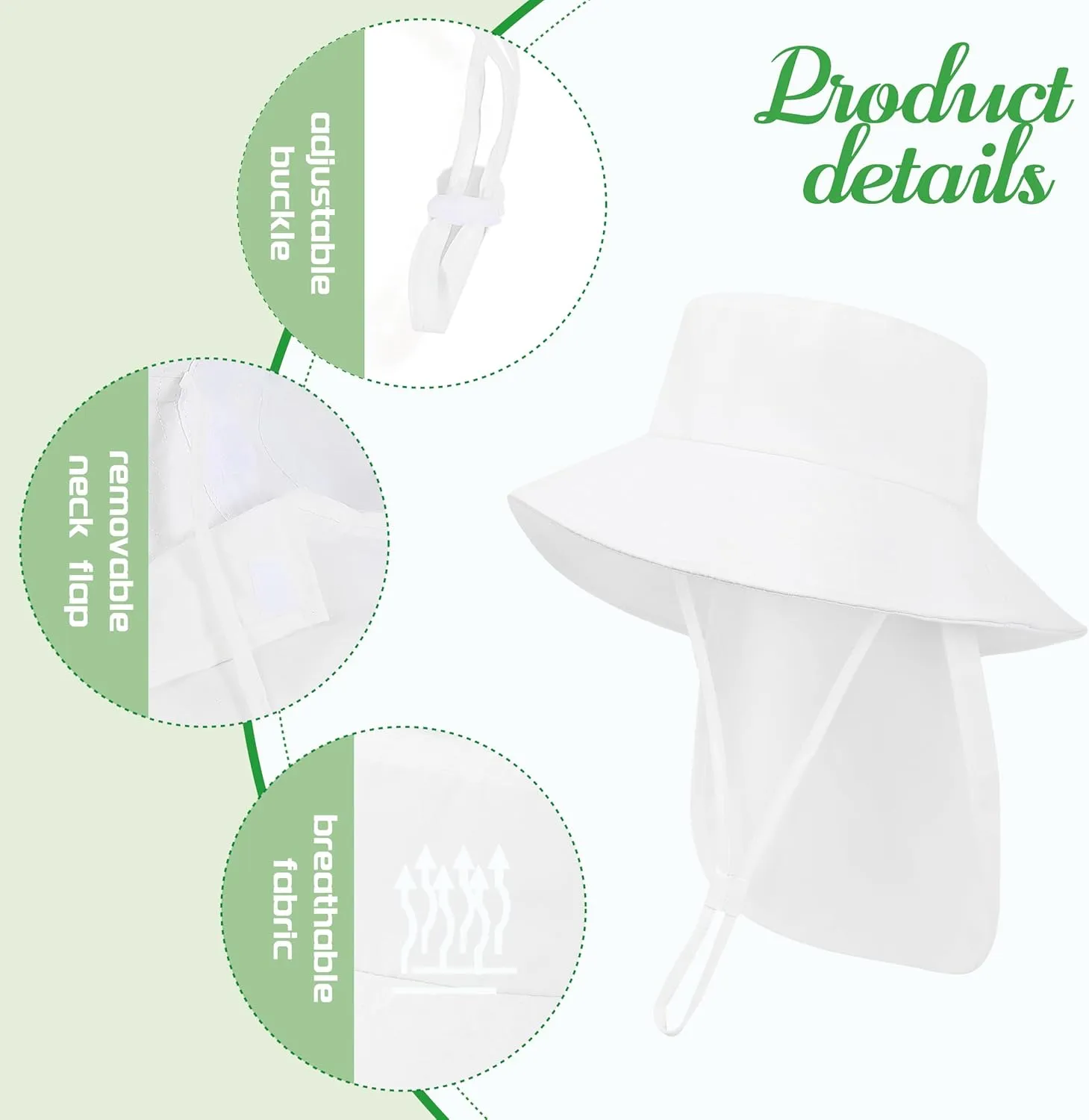 Baby Sun Hat Toddler Bucket Hats with Removable Neck Flap for Boys Girls Kids with Wide Brim Summer Beach UPF 50 
