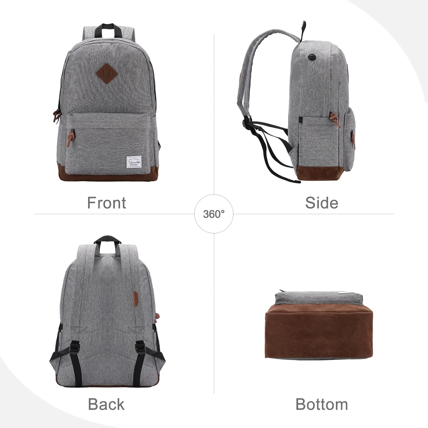 Backpack for Men Women,VASCHY Classic Water-resistant Lightweight Travel School Backpack Casual Daypack
