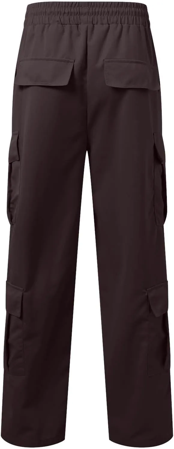 Baggy Cargo Pants Men Multi Pockets Elastic Waist Workout Travel Pants Drawstring Relaxed Fit Work Tactical Trousers