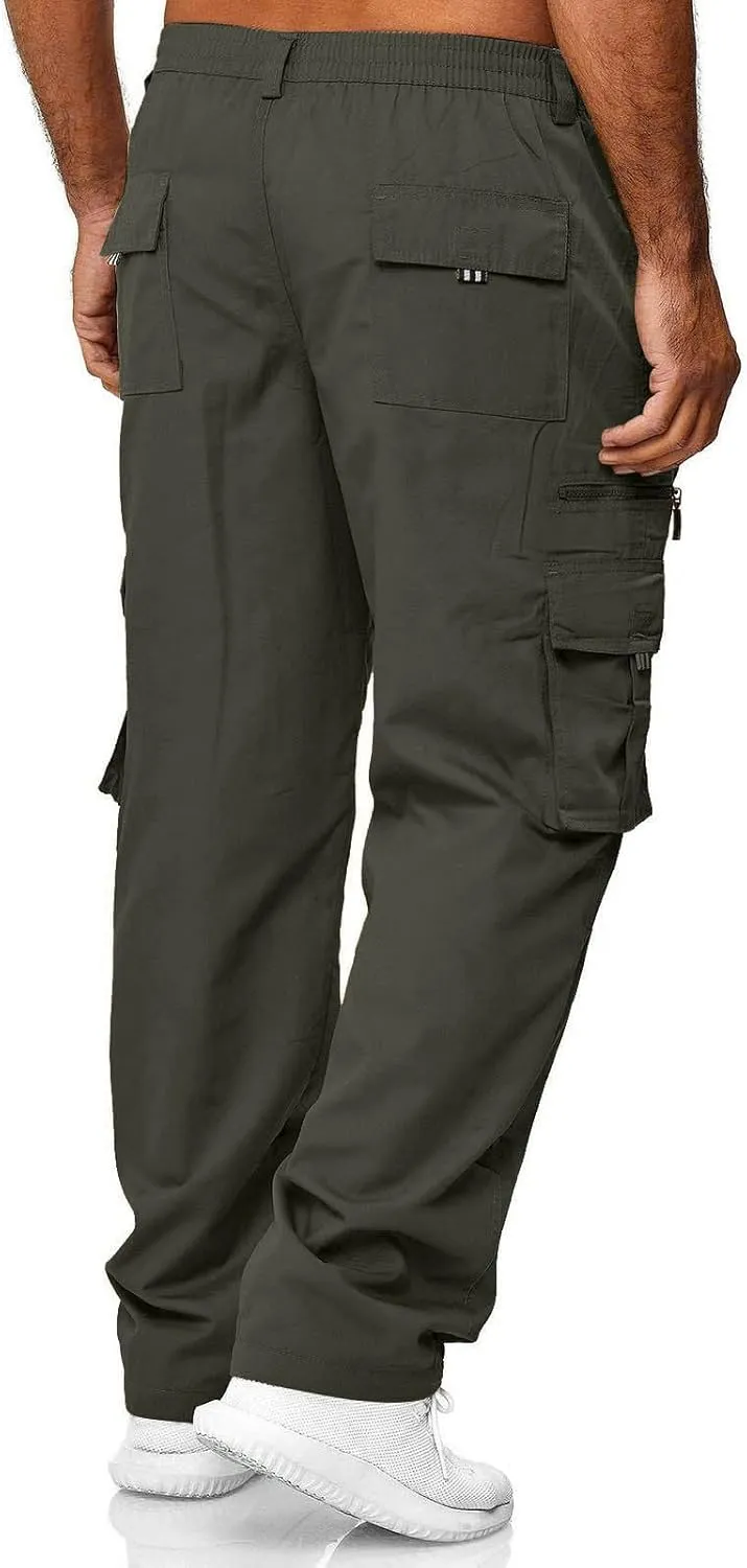 Baggy Cargo Pants MenMultiple Pockets Y2K PantsElastic Waist Cargo Pants Slim Fit Casual Trousers
