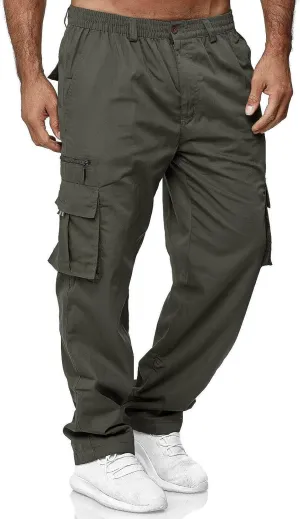 Baggy Cargo Pants MenMultiple Pockets Y2K PantsElastic Waist Cargo Pants Slim Fit Casual Trousers
