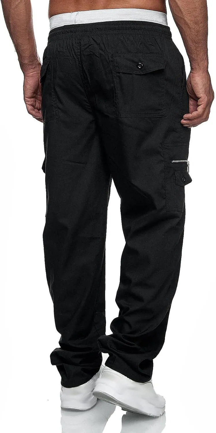 Baggy Cargo Pants MenMultiple Pockets Y2K PantsElastic Waist Cargo Pants Slim Fit Casual Trousers