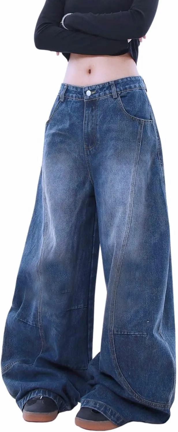 Baggy Jeans for Woman Men Loose Barrel Jeans High Waisted Wide Leg Pants Vintage Casual Trendy Denim Pants