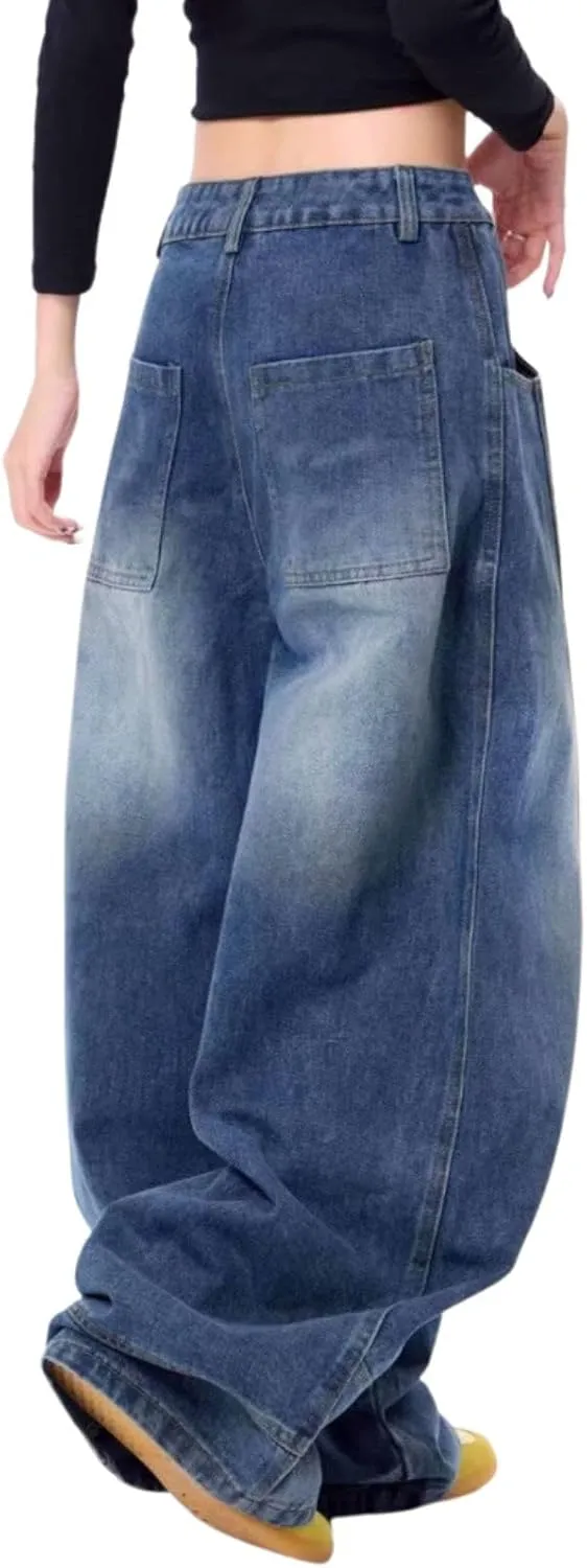 Baggy Jeans for Woman Men Loose Barrel Jeans High Waisted Wide Leg Pants Vintage Casual Trendy Denim Pants