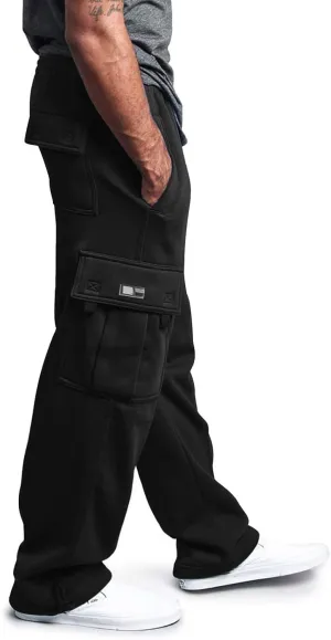 Baggy Sweatpants Men Heavyweight Fleece Cargo Club Sweat Pants Stretch Elastic Waist Drawstring Jogger Workout Trousers