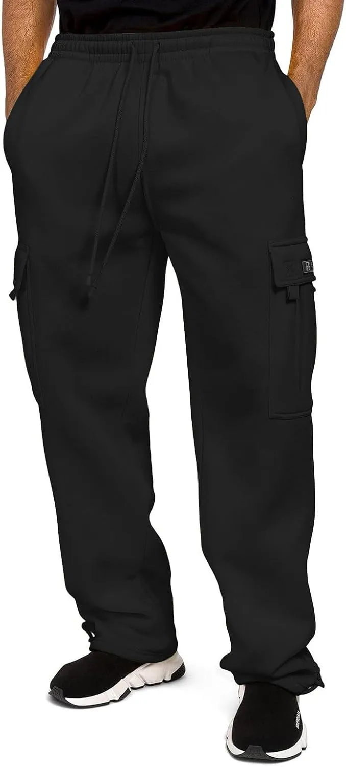 Baggy Sweatpants Men Heavyweight Fleece Cargo Club Sweat Pants Stretch Elastic Waist Drawstring Jogger Workout Trousers
