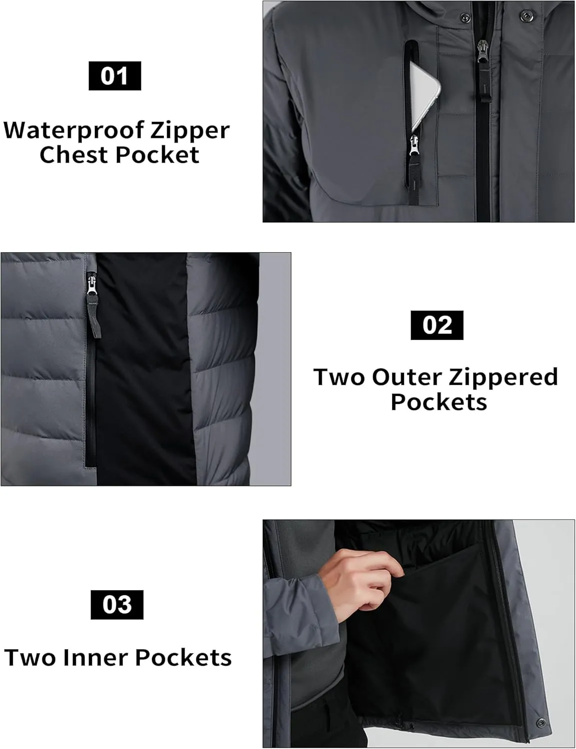 Bakery Men's Puffer Jacket Lightweight Water Resistant Hooded Down Jacket Insulated Winter Warm Coat