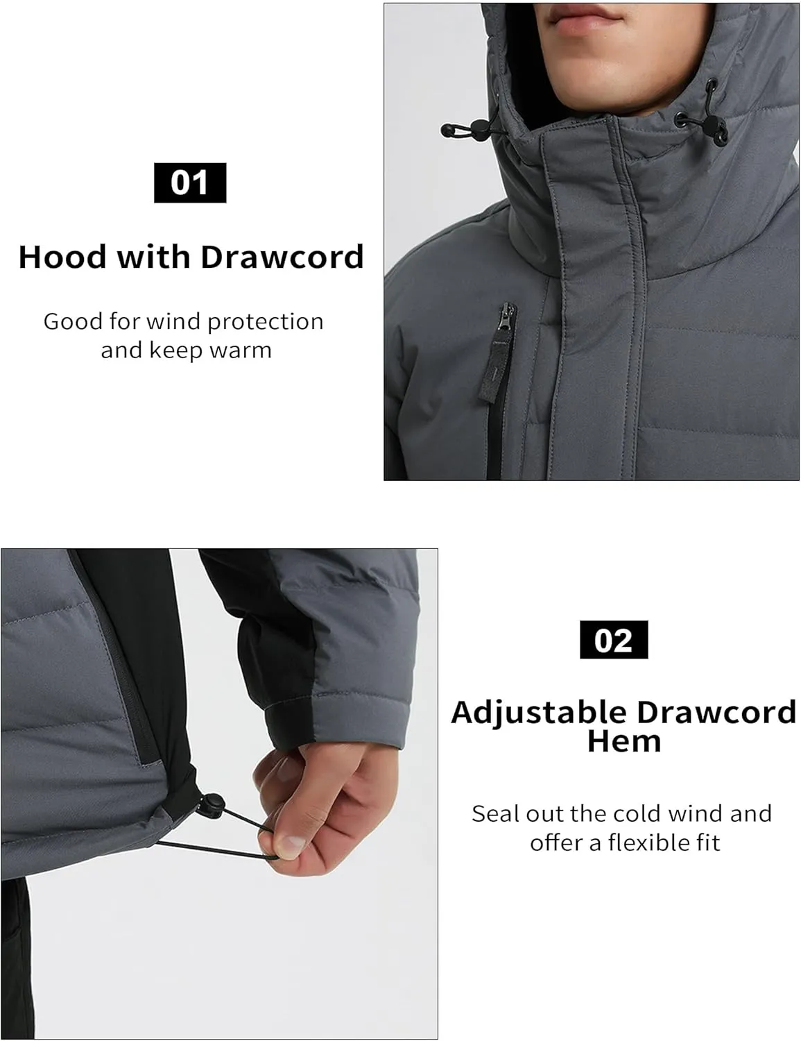 Bakery Men's Puffer Jacket Lightweight Water Resistant Hooded Down Jacket Insulated Winter Warm Coat