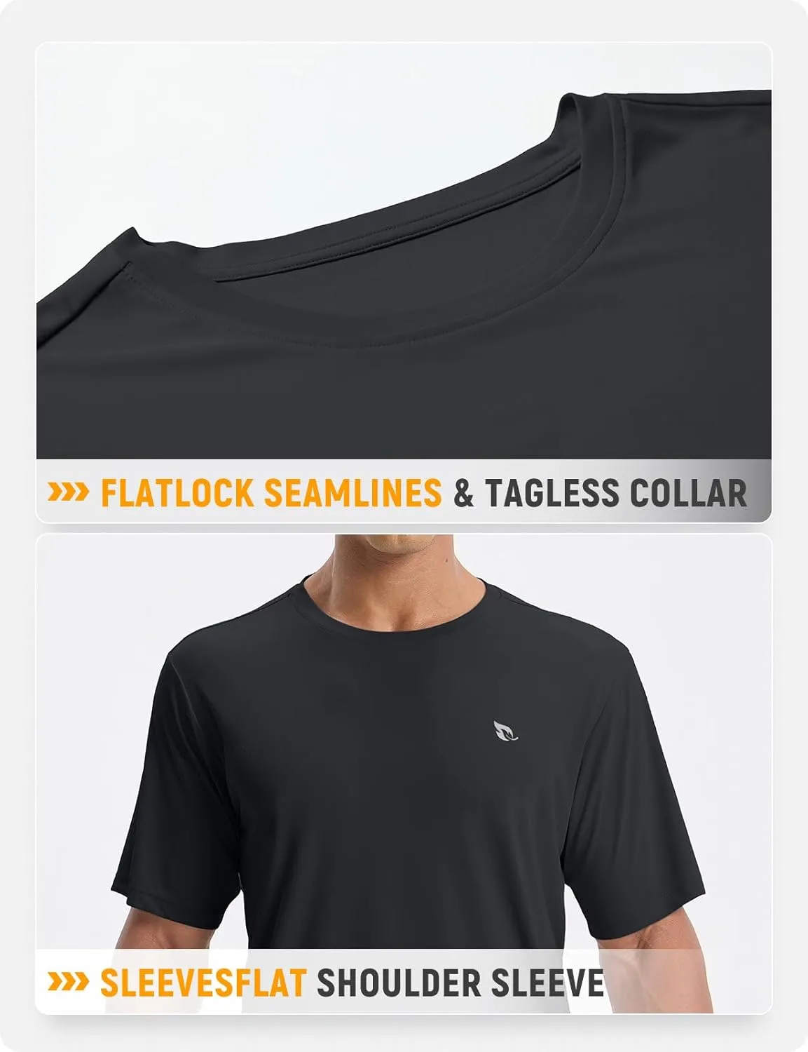 baleaf Men's UPF 50  Sun Protection Shirts UV SPF Short Sleeve T-Shirts Rash Guard Quick Dry Lightweight Hiking Athletic