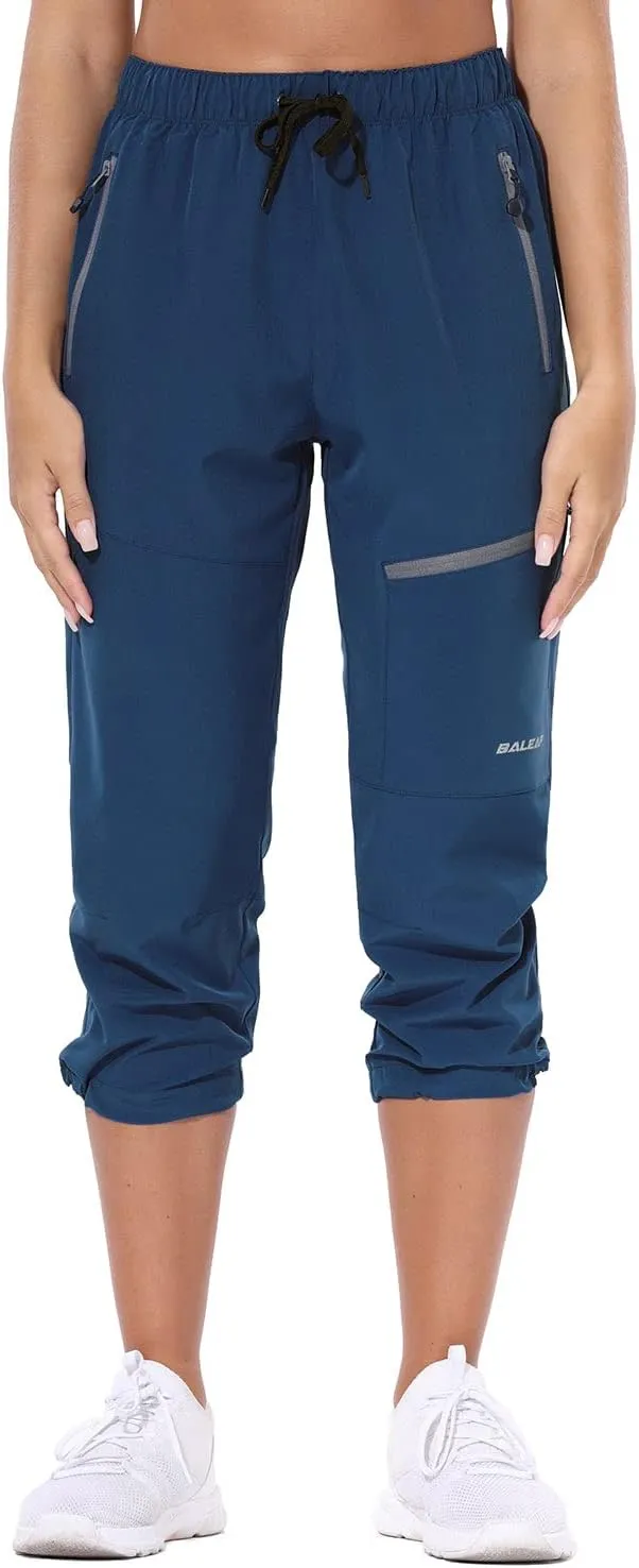 baleaf Women's Hiking Cargo Capris Outdoor Lightweight Water Resistant Pants UPF 50 Zipper Pockets