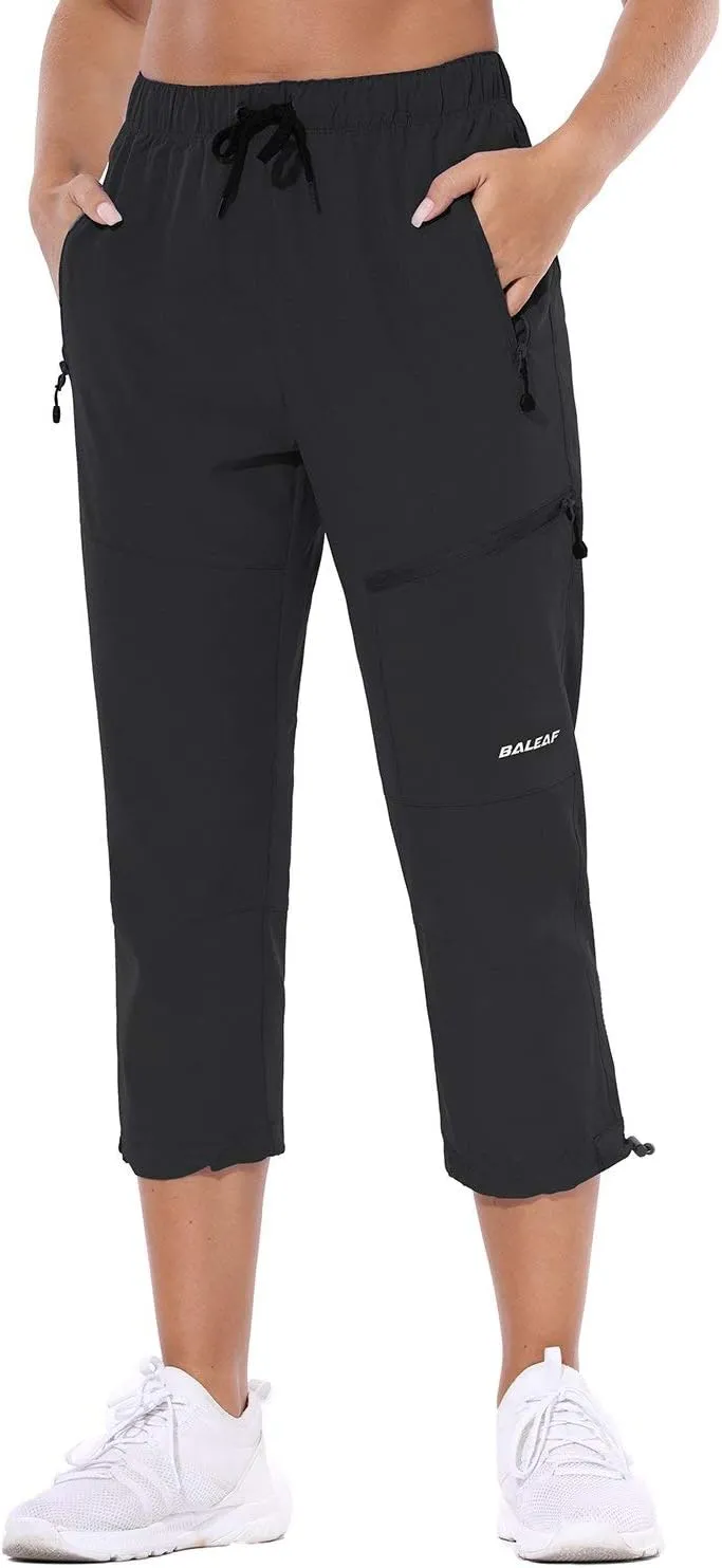 baleaf Women's Hiking Cargo Capris Outdoor Lightweight Water Resistant Pants UPF 50 Zipper Pockets