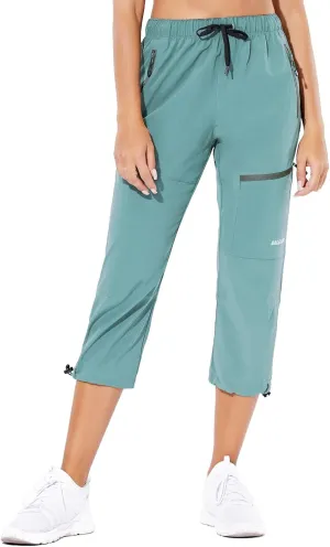 baleaf Women's Hiking Cargo Capris Outdoor Lightweight Water Resistant Pants UPF 50 Zipper Pockets